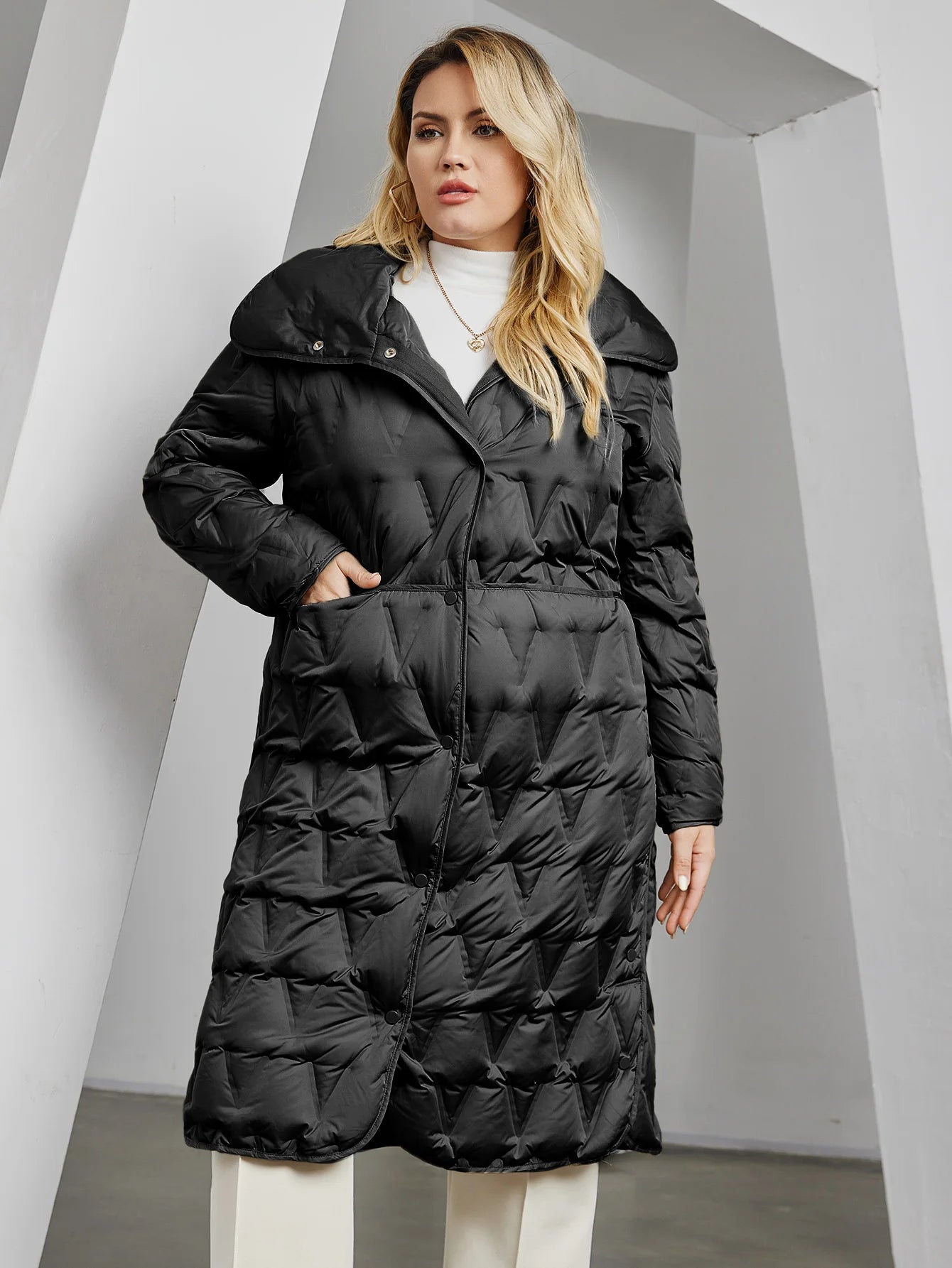 Astrid 2023 Plus Size Women's Winter Parka – Thick Bio Down Hooded Quilted Coat