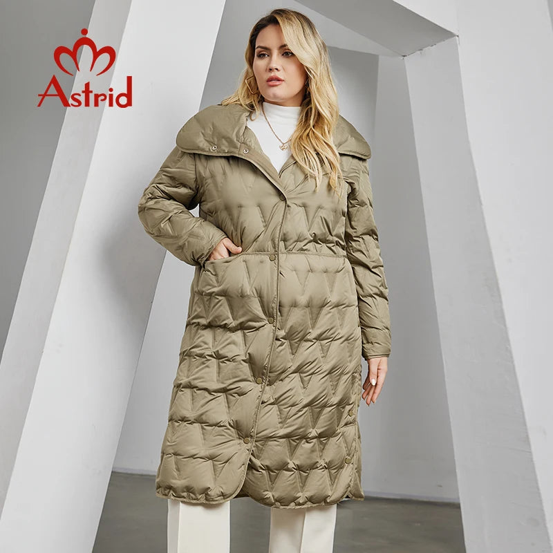 Astrid 2023 Plus Size Women's Winter Parka – Thick Bio Down Hooded Quilted Coat