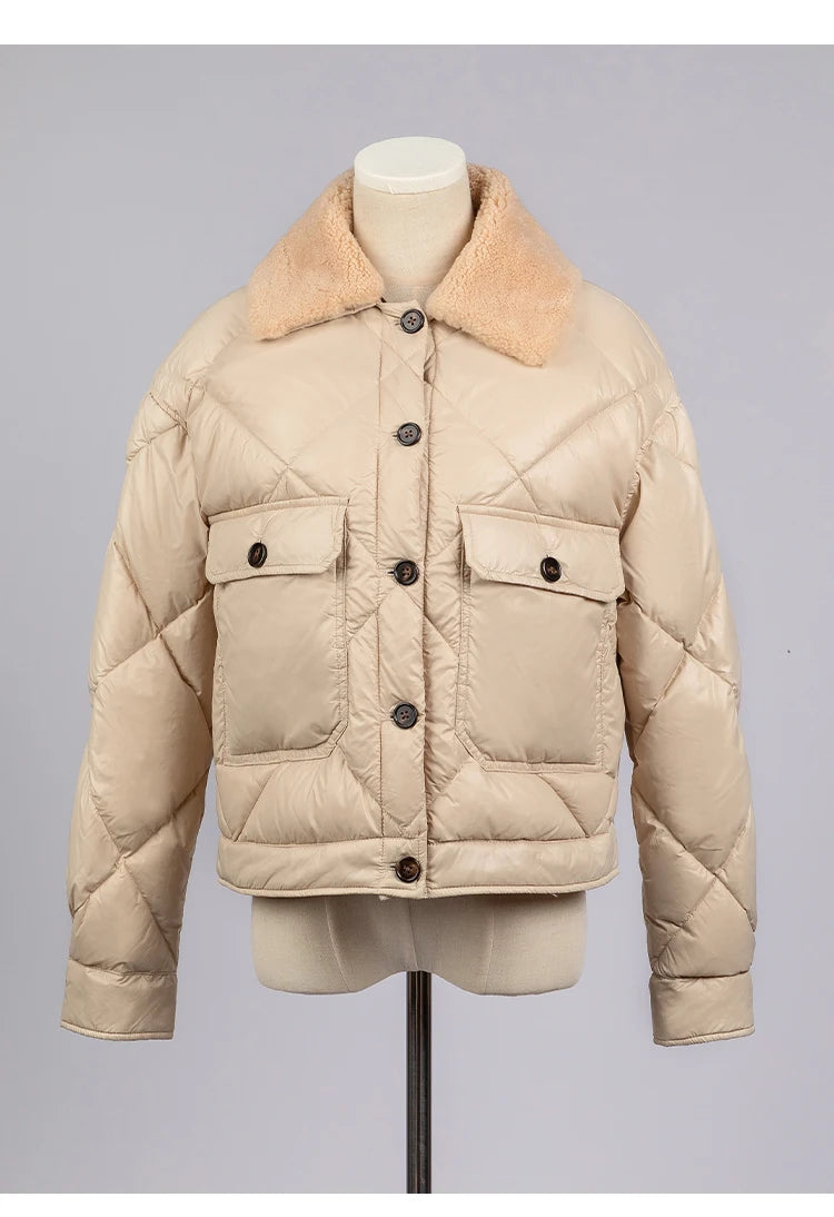 CA-42 High Quality Single Breasted Fur Collar 90% Duck Down Coat Clothes Women Down Coats For Winter Women's Down Coats