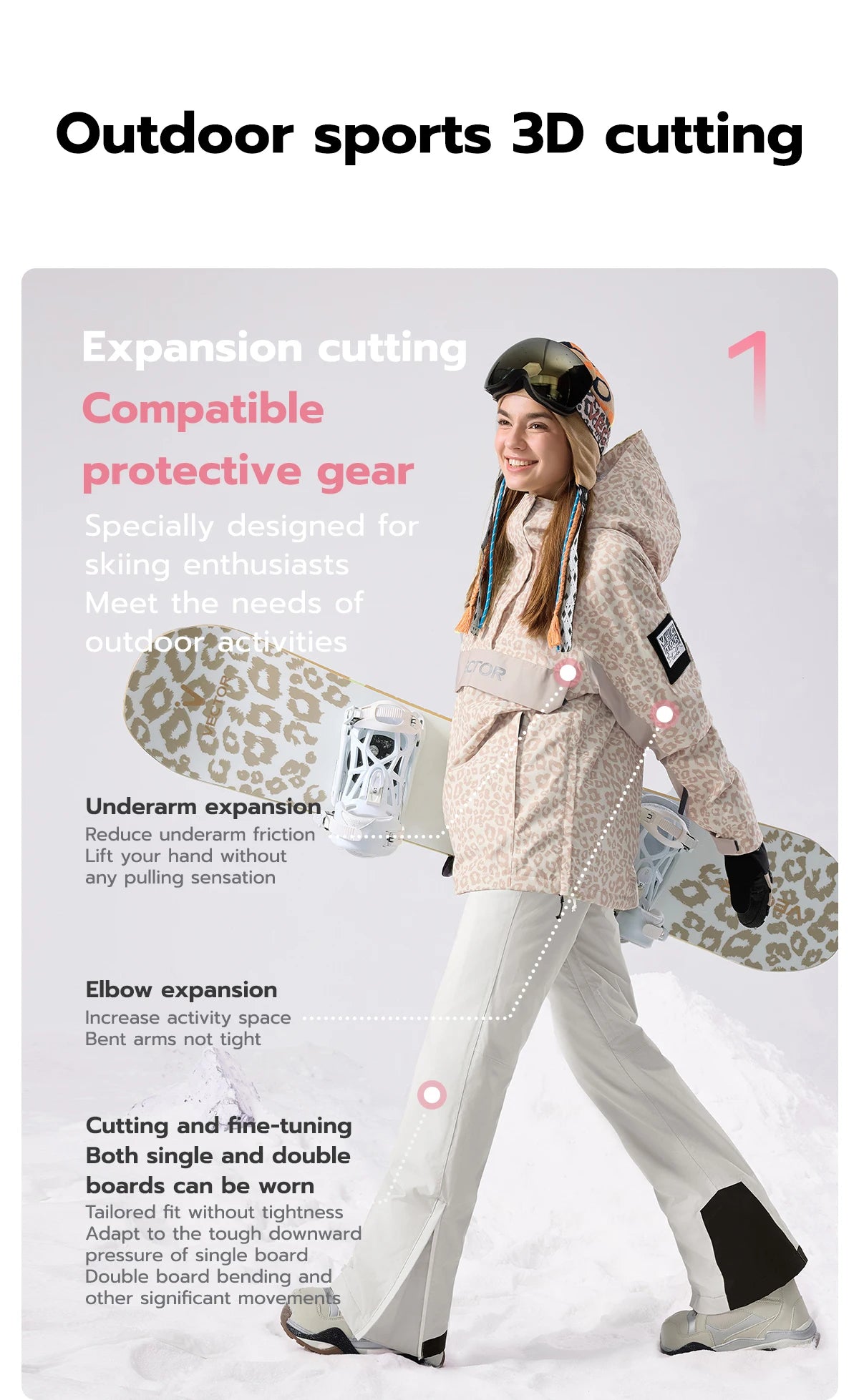 VECTOR Brand Adult Ski Wear Women Man Hooded Sweater Trend Ski Wear Thickened Warmth and Waterproof Equipment Jacket Women