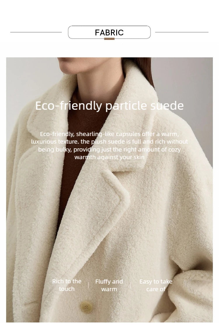 Amii 2025 Winter Minimalist Double-Breasted Women's Fur Coat – Loose, Warm & Elegant Long Jacket