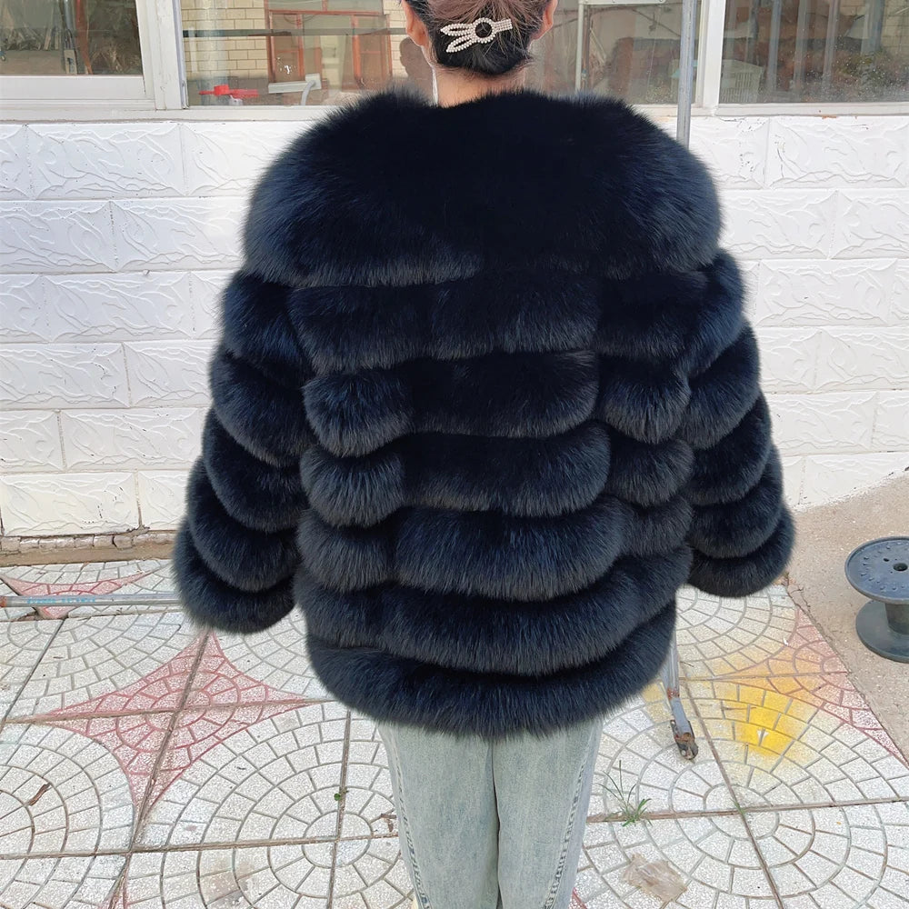 QUEENTINA Fox Fur 70cm Coat Real Winter Women'S New Fashion Furry 2025 Leather And Skin White Natural New In Coats & Jackets
