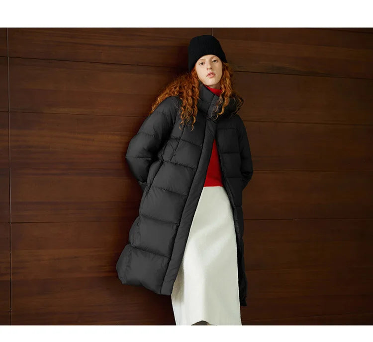 Semir Down Jacket Women Winter Long 90% Duck Down Waterproof Oil-proof Stain-proof 2025 New Solid Hooded winter woman clothes