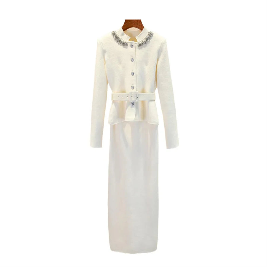 2025 Winter Women's Knitted Stretch Ruffled Corset Dress Elegant Ladies Dress y2k Clothes New Fashion High-Quality Party Skirt