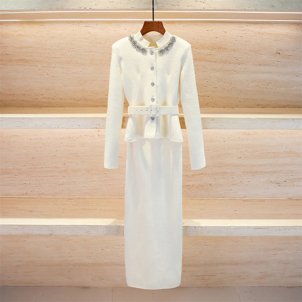 2025 Winter Women's Knitted Stretch Ruffled Corset Dress Elegant Ladies Dress y2k Clothes New Fashion High-Quality Party Skirt