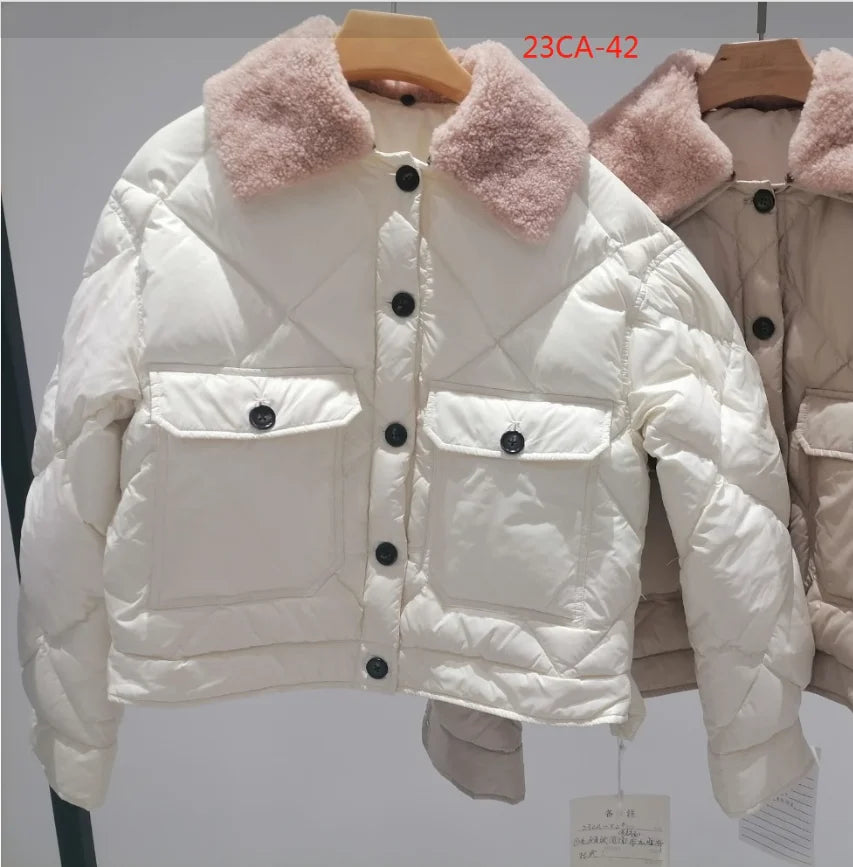 CA-42 High Quality Single Breasted Fur Collar 90% Duck Down Coat Clothes Women Down Coats For Winter Women's Down Coats