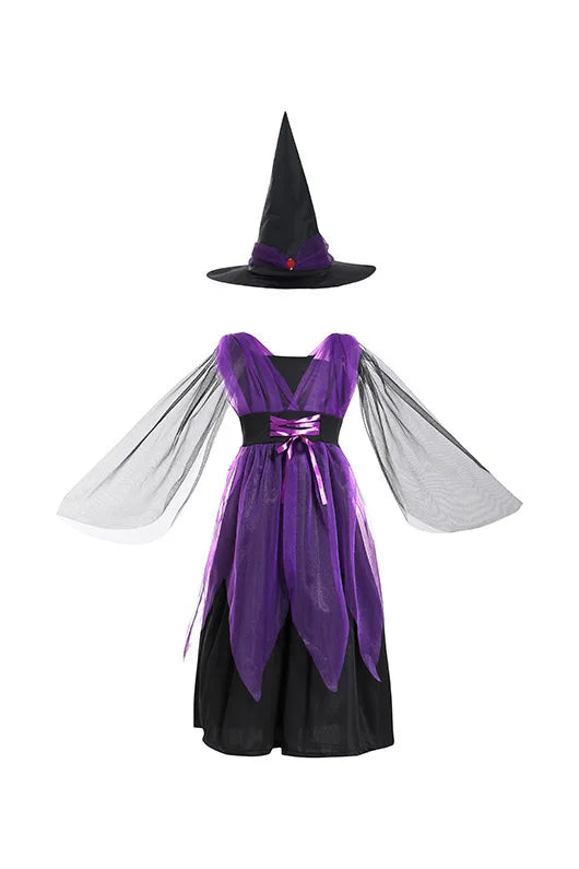 6 Styles Girls Halloween Witch Costume Kids Cosplay Bat Ghost Bride Little Red Riding Hood Dress Kids Carnival Party Clothes