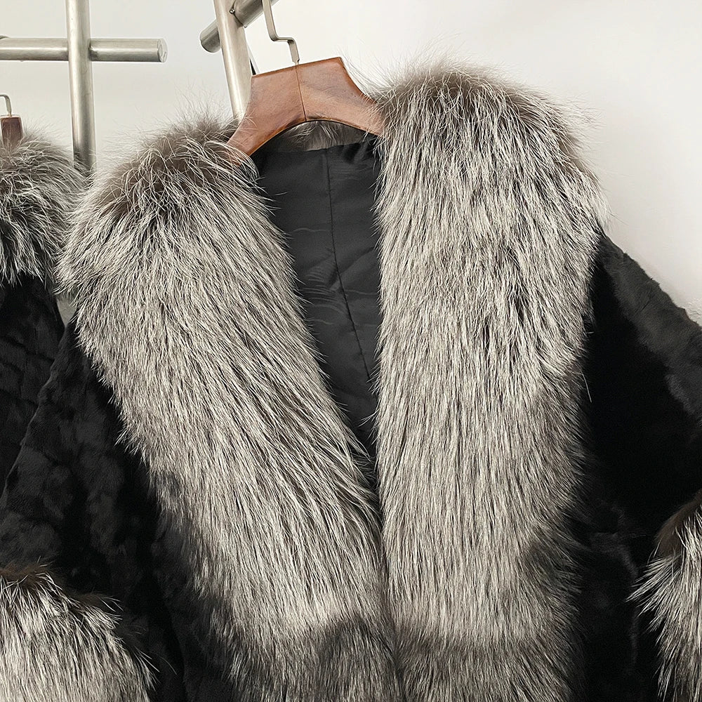 OFTBUY New Winter Thickened Warm Clothes Women Natural Mink Fur Cape Coat Female Real Fox Fur Sleeveless Shawl Jacket Outerwear