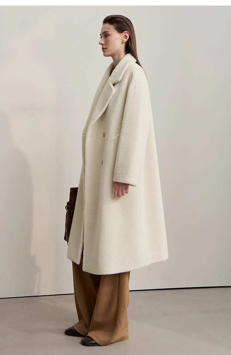 Amii 2025 Winter Minimalist Double-Breasted Women's Fur Coat – Loose, Warm & Elegant Long Jacket