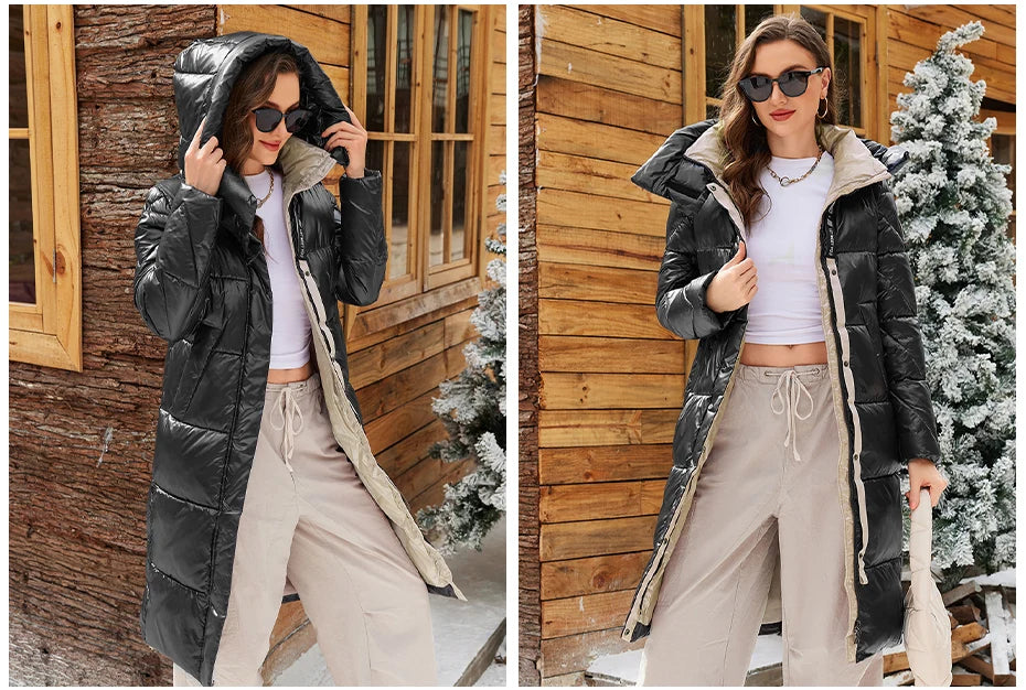 ICEbear 2024 Winter Fashionable Jacket Women's Hooded Warm Parkas Puffer Jackets Hight Quality Female Quilted Coat  GWD20155D