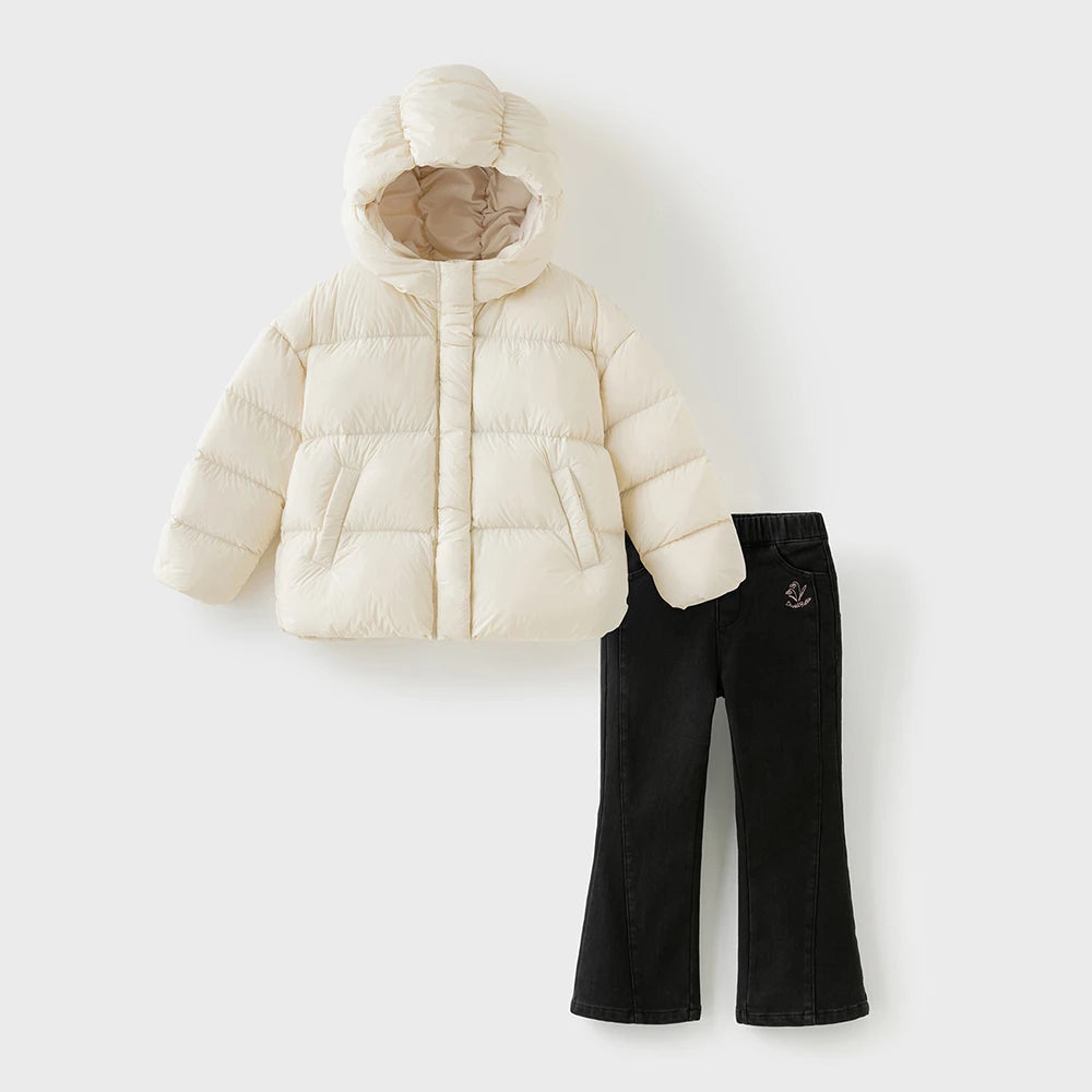 Dave Bella Girls Thicken White Down Parka Jacket Children Winter Warm Down Coats Waterproof Outdoor Outwear Clothes DK4254033