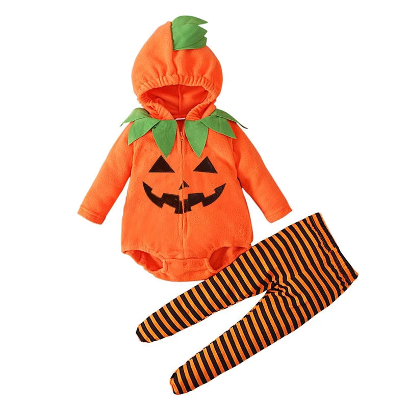 2025 Cosplay Pumpkin Jumpsuit Baby Girls Boys Halloween Costume Sets Carnival Party Clothes Baby Girl Set Holiday Gifts