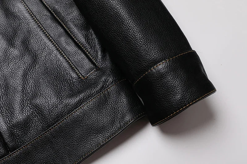 Classical 506 Denim Genuine Leather Jacket Man Casual Natural Cowhide Clothes Slim Fashion Coat High Quality Clothing