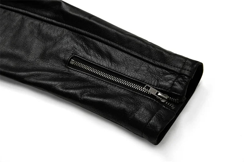 Real Cowhide Leather Jacket Men Leather Coat Motor Biker Clothing Riding Clothes Autumn Men Fashion Motorcycle Leather Jacket