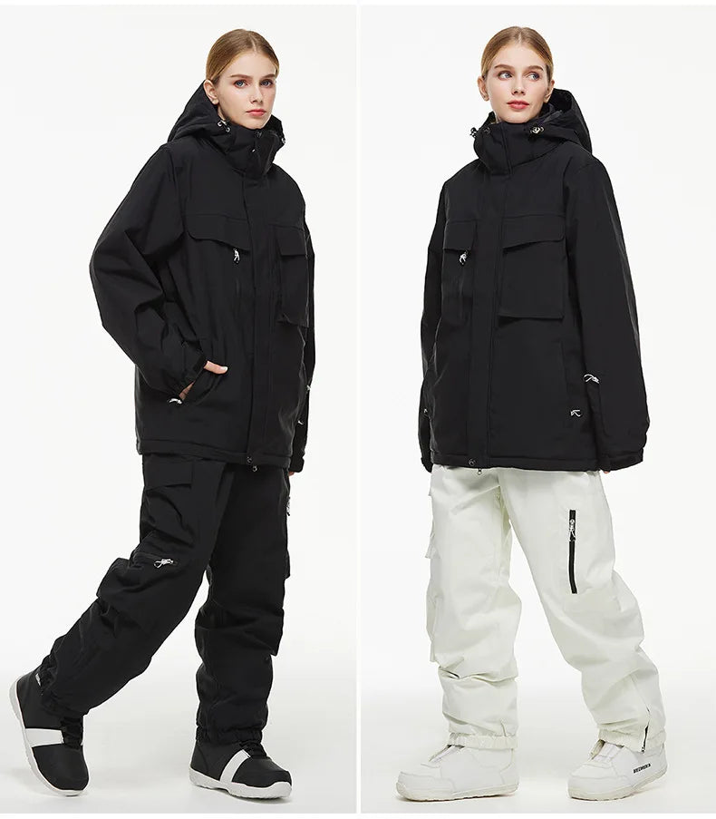 New Men Women Snow Clothes Snowboarding Suit Winter Windproof Waterproof Warm Ski Suit for Couple Jacket Pants Set Multi Color