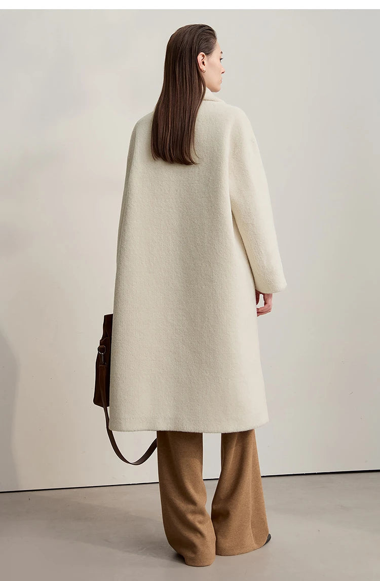 Amii 2025 Winter Minimalist Double-Breasted Women's Fur Coat – Loose, Warm & Elegant Long Jacket