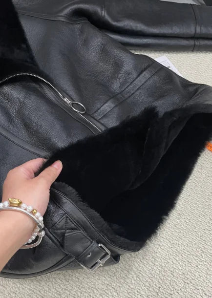 Natural Merino Sheepskin Wool Double Faced Fur Coat Women Motorcycle Leather Jacket Winter Clothes Woman 2024 дубленка женская