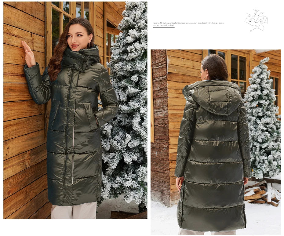 ICEbear 2024 Winter Fashionable Jacket Women's Hooded Warm Parkas Puffer Jackets Hight Quality Female Quilted Coat  GWD20155D