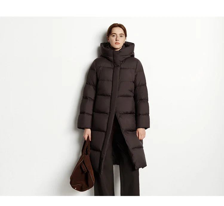 Semir Down Jacket Women Winter Long 90% Duck Down Waterproof Oil-proof Stain-proof 2025 New Solid Hooded winter woman clothes