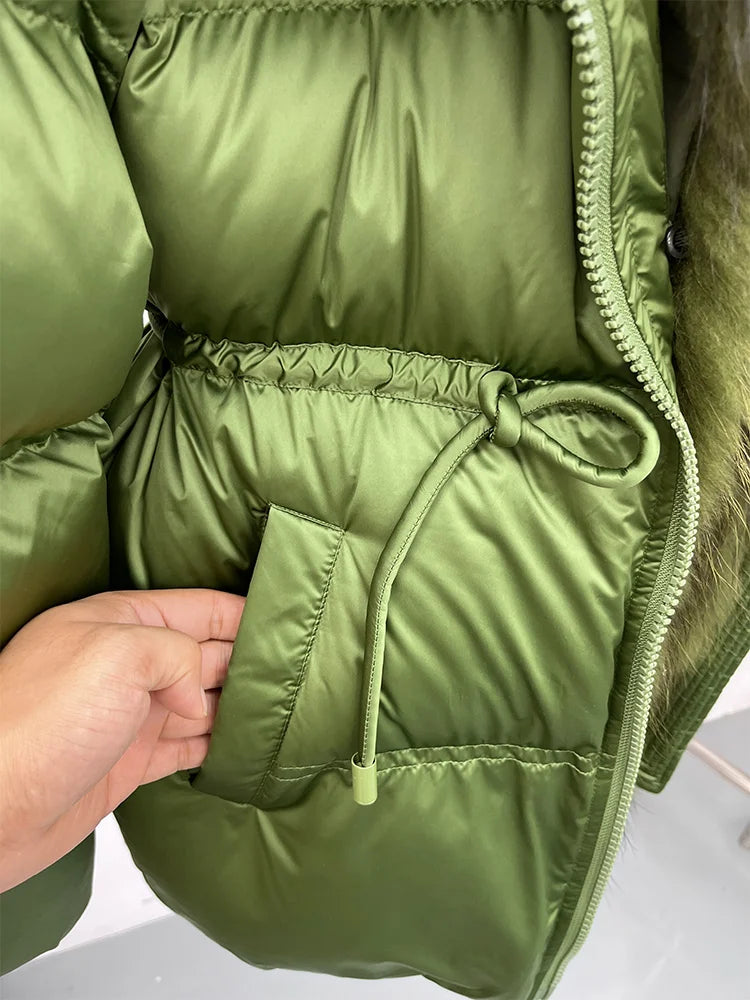2025 New Fashion Winter Goose Down Jacket Natural Fox Raccoon Fur Collar Parkas Luxury Warm Puffer Jackets Clothing Women