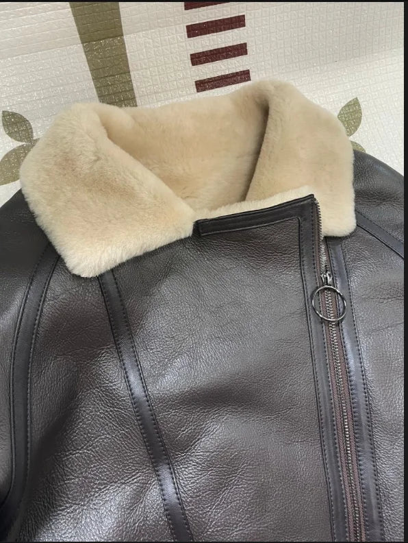 Natural Merino Sheepskin Wool Double Faced Fur Coat Women Motorcycle Leather Jacket Winter Clothes Woman 2024 дубленка женская