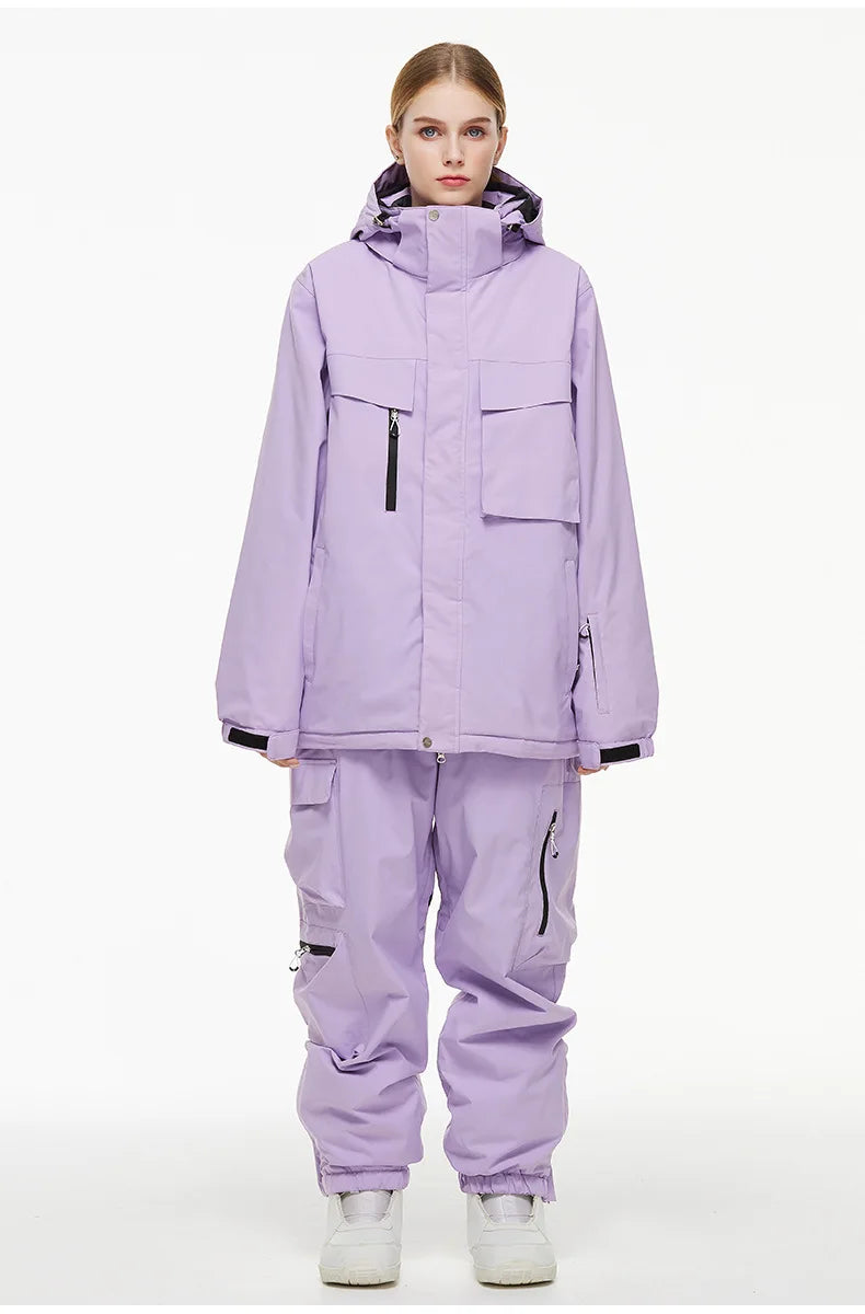 New Men Women Snow Clothes Snowboarding Suit Winter Windproof Waterproof Warm Ski Suit for Couple Jacket Pants Set Multi Color