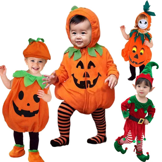 2025 Cosplay Pumpkin Jumpsuit Baby Girls Boys Halloween Costume Sets Carnival Party Clothes Baby Girl Set Holiday Gifts