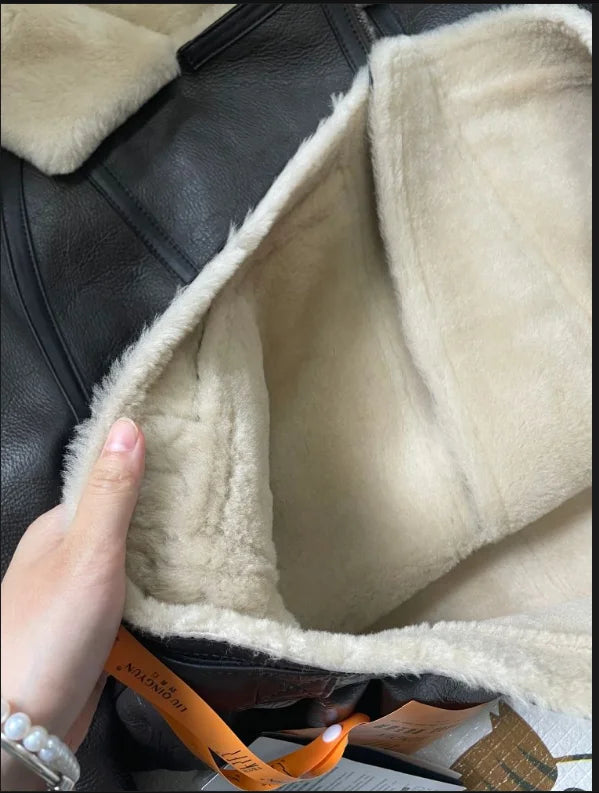 Natural Merino Sheepskin Wool Double Faced Fur Coat Women Motorcycle Leather Jacket Winter Clothes Woman 2024 дубленка женская