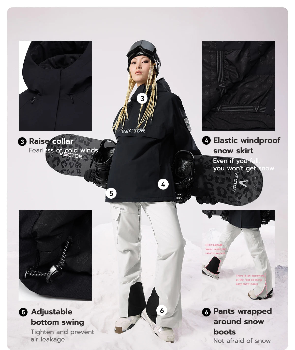 VECTOR Brand Adult Ski Wear Women Man Hooded Sweater Trend Ski Wear Thickened Warmth and Waterproof Equipment Jacket Women