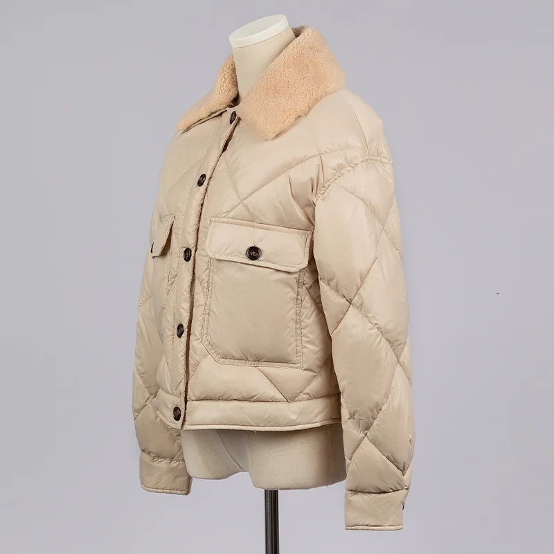 CA-42 High Quality Single Breasted Fur Collar 90% Duck Down Coat Clothes Women Down Coats For Winter Women's Down Coats