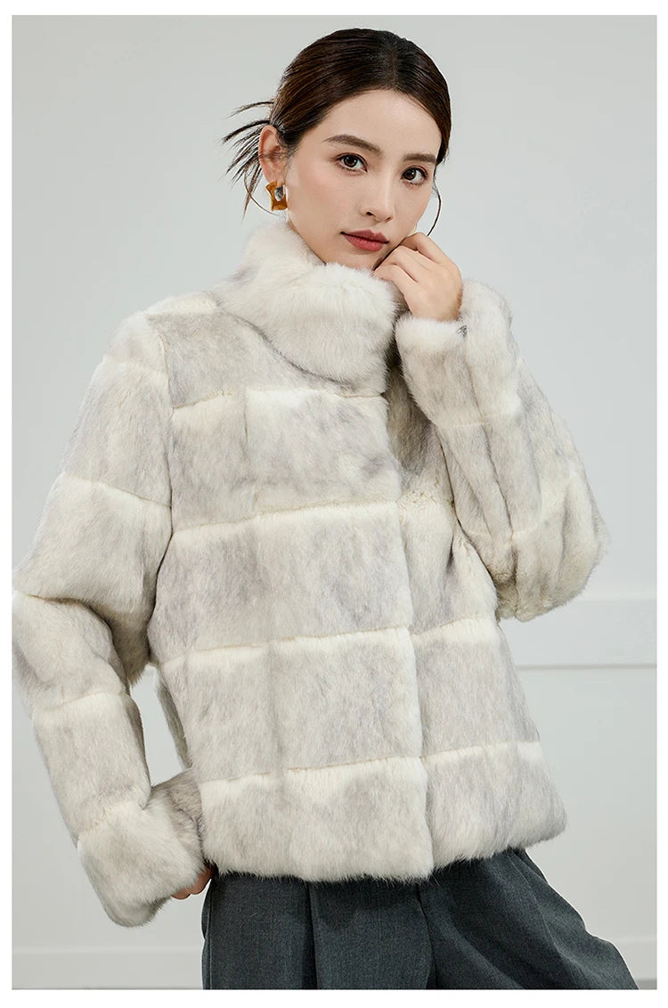 2025 Women's 100% Natural Rabbit Fur Jacket – Elegant and Warm Luxury Winter Outerwear