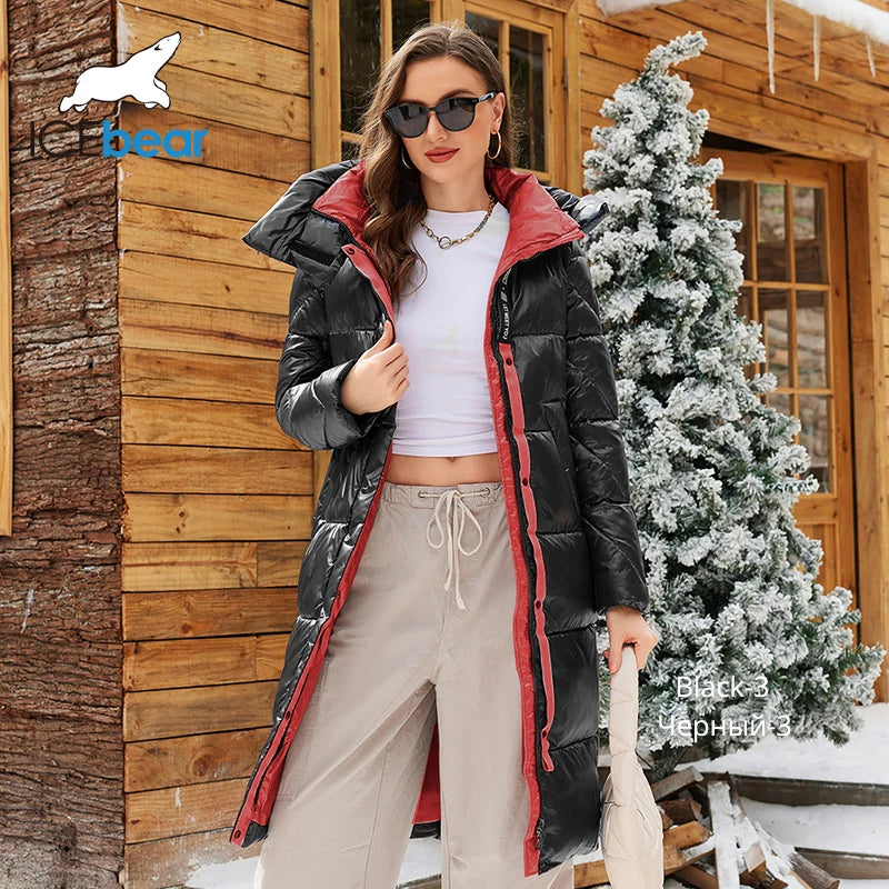 ICEbear 2024 Winter Fashionable Jacket Women's Hooded Warm Parkas Puffer Jackets Hight Quality Female Quilted Coat  GWD20155D