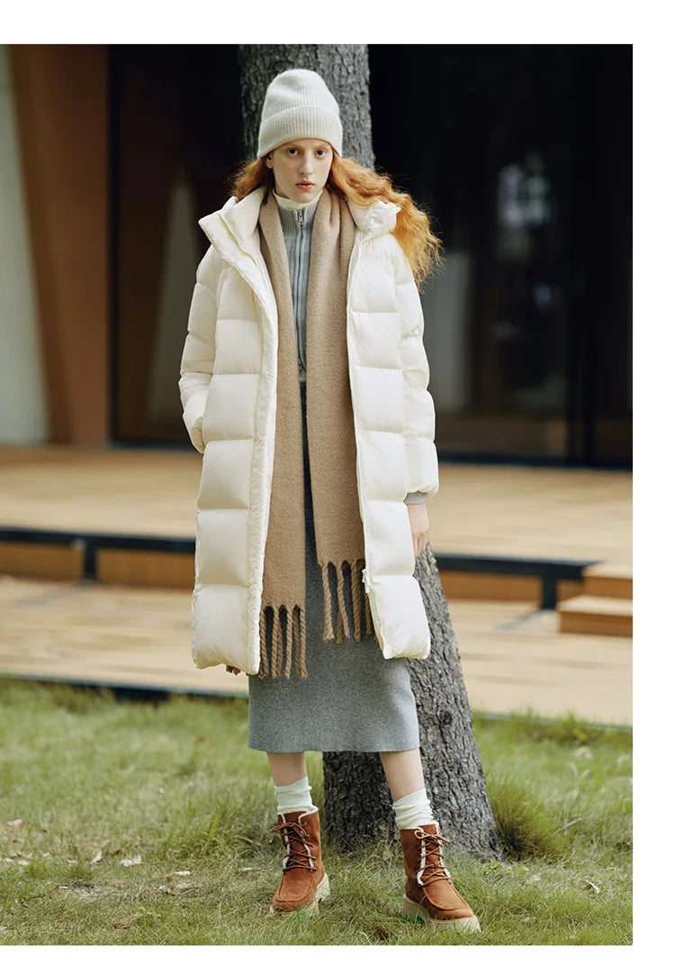 Semir Down Jacket Women Winter Long 90% Duck Down Waterproof Oil-proof Stain-proof 2025 New Solid Hooded winter woman clothes