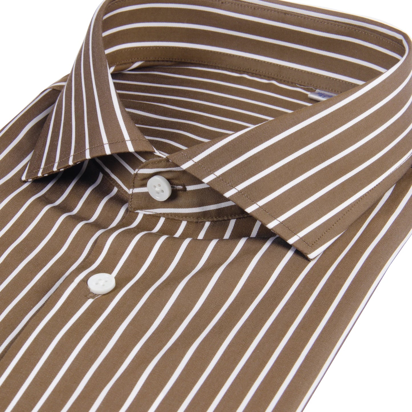 Luxury Dark Brown Chalk Stripe Shirt for Men – Tailor-Made Cotton Business Dress Shirt