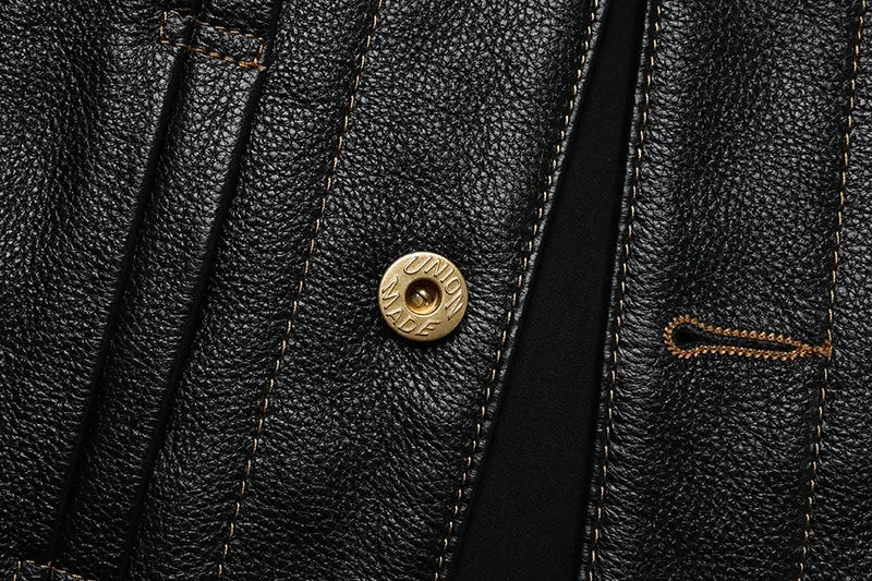 Classical 506 Denim Genuine Leather Jacket Man Casual Natural Cowhide Clothes Slim Fashion Coat High Quality Clothing