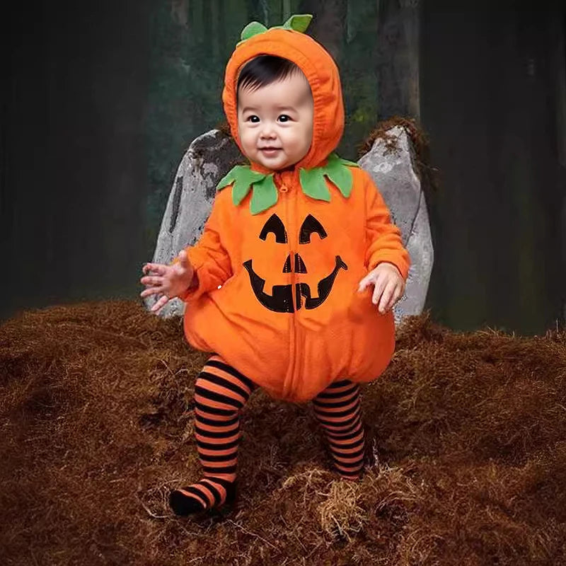 2025 Cosplay Pumpkin Jumpsuit Baby Girls Boys Halloween Costume Sets Carnival Party Clothes Baby Girl Set Holiday Gifts