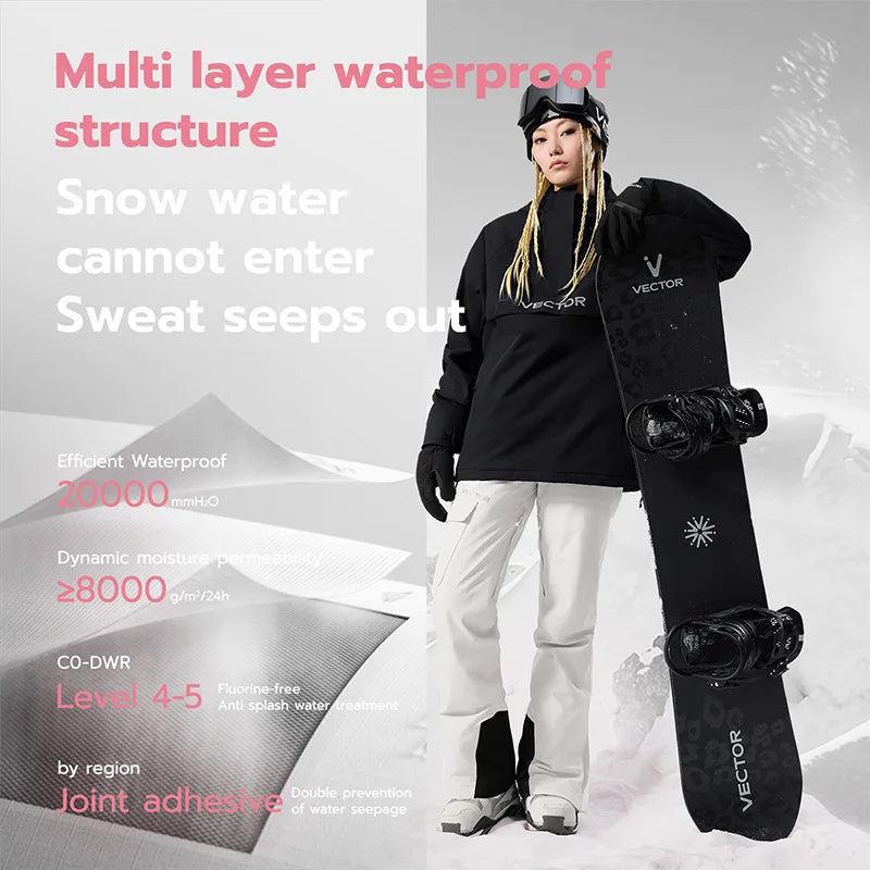 VECTOR Brand Adult Ski Wear Women Man Hooded Sweater Trend Ski Wear Thickened Warmth and Waterproof Equipment Jacket Women