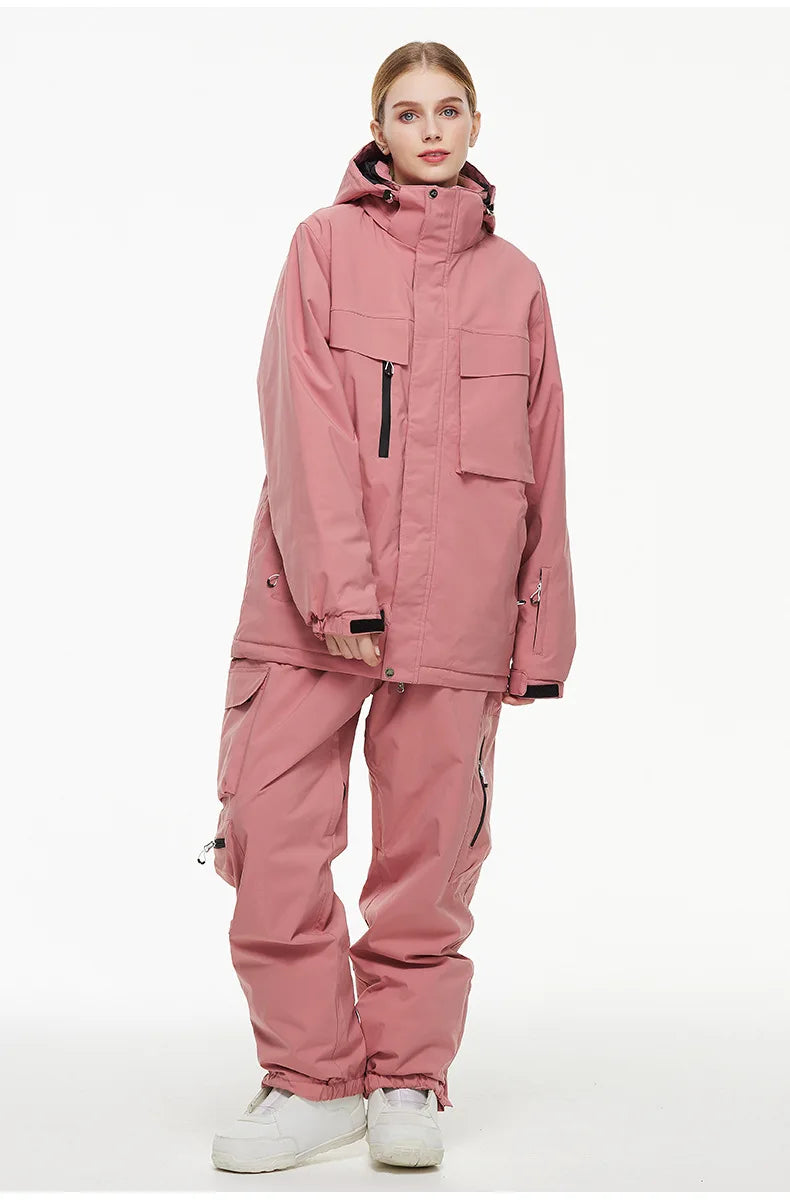 New Men Women Snow Clothes Snowboarding Suit Winter Windproof Waterproof Warm Ski Suit for Couple Jacket Pants Set Multi Color