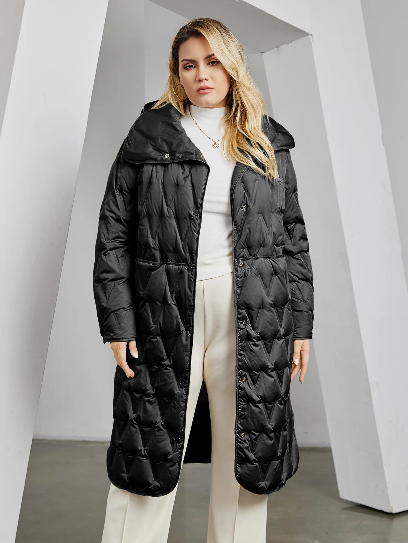 Astrid 2023 Plus Size Women's Winter Parka – Thick Bio Down Hooded Quilted Coat