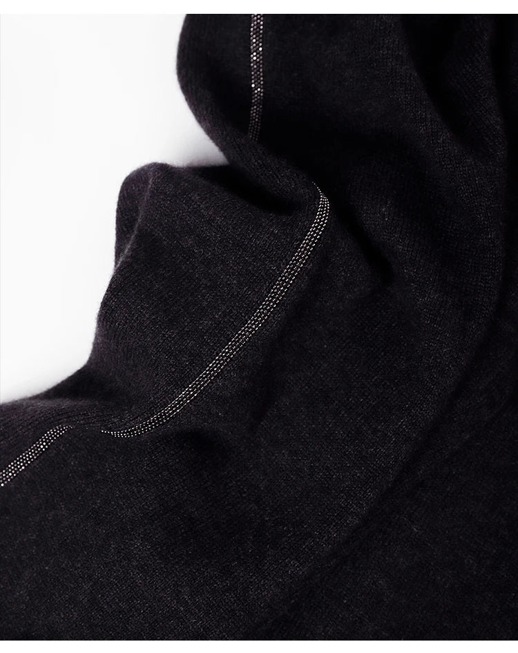 BC-210 Luxury Clothes Elastic Waist Solid Color Casual 100% Cashmere Trousers For Women  Women's Pants & Trousers