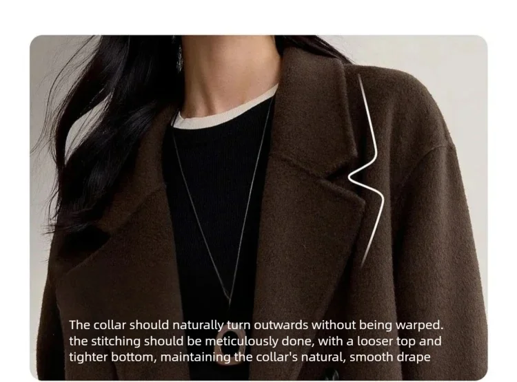 SENTUBILA Women's 100% Wool Long Coat Winter 2025 Classic Elegant Commuter Style Double-Faced Overcoat Ladies Clothes W54OA8780