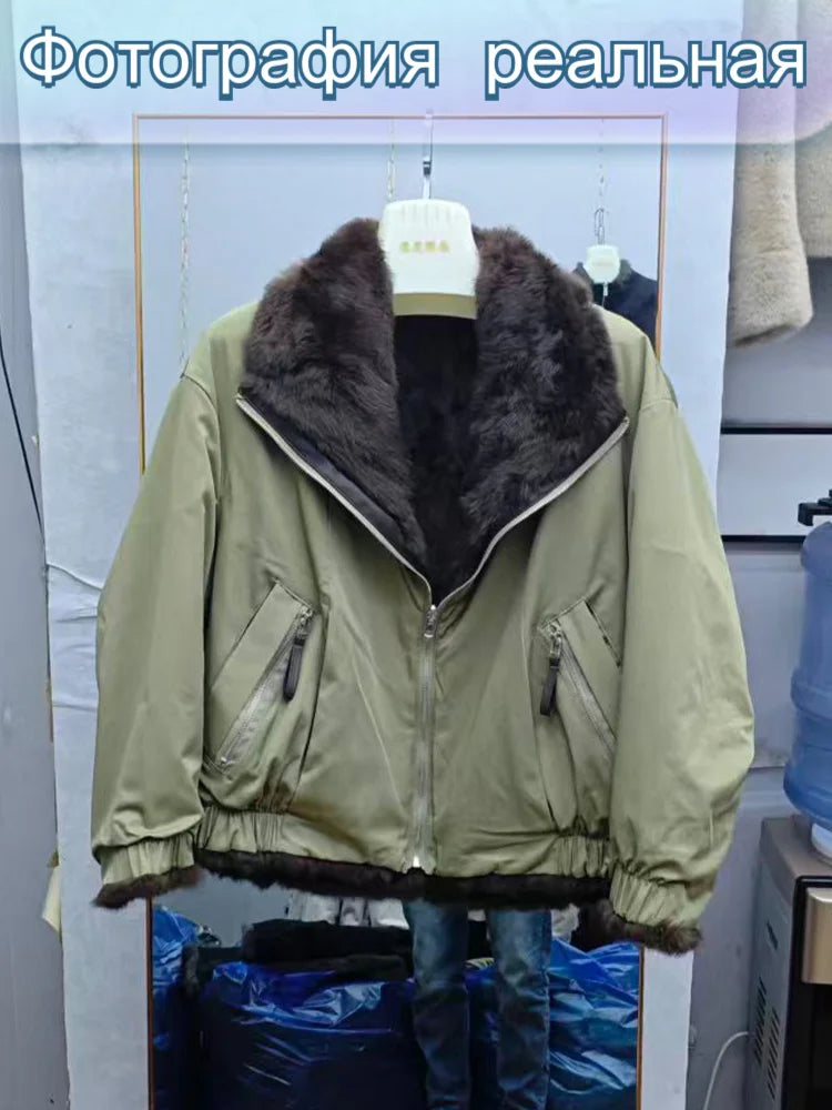 Women's Winter Jacket 2025 New Hot Natural Real Rabbit Fur Parka Coat Luxury Female With Warm Outerwears Fashion Trend Clothes