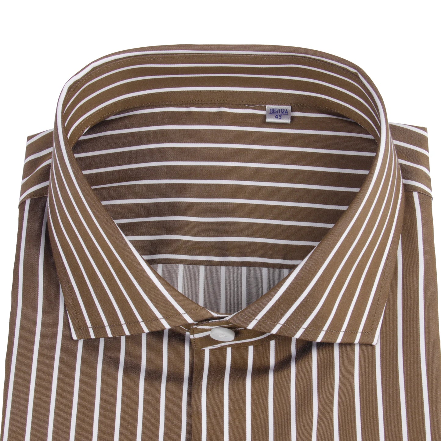 Luxury Dark Brown Chalk Stripe Shirt for Men – Tailor-Made Cotton Business Dress Shirt