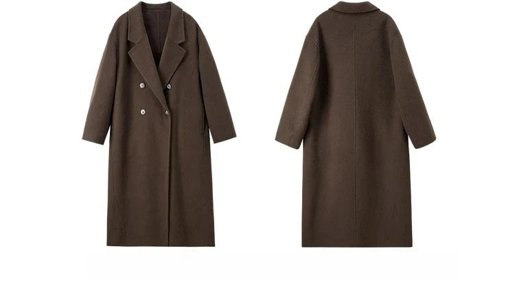 SENTUBILA Women's 100% Wool Long Coat Winter 2025 Classic Elegant Commuter Style Double-Faced Overcoat Ladies Clothes W54OA8780