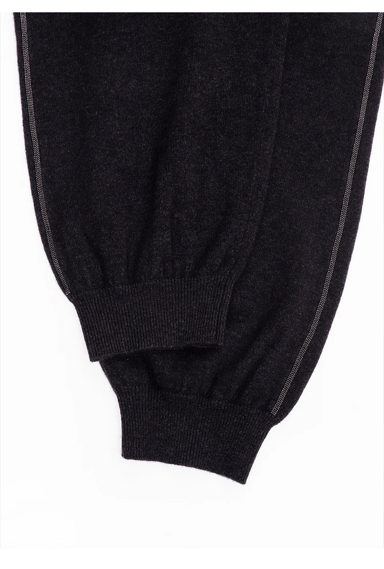 BC-210 Luxury Clothes Elastic Waist Solid Color Casual 100% Cashmere Trousers For Women  Women's Pants & Trousers