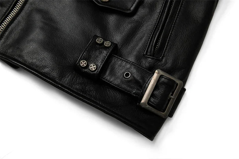 Real Cowhide Leather Jacket Men Leather Coat Motor Biker Clothing Riding Clothes Autumn Men Fashion Motorcycle Leather Jacket