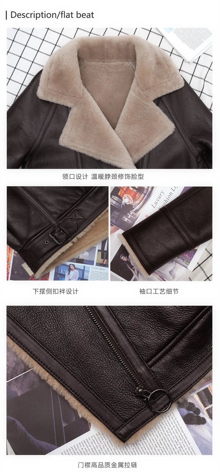 Natural Merino Sheepskin Wool Double Faced Fur Coat Women Motorcycle Leather Jacket Winter Clothes Woman 2024 дубленка женская