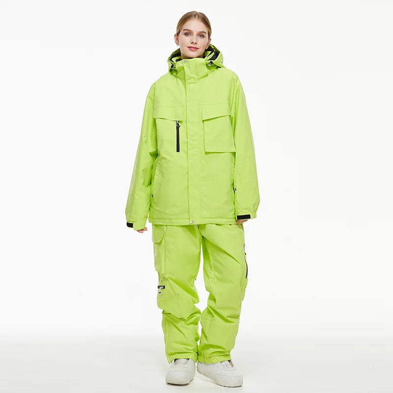 New Men Women Snow Clothes Snowboarding Suit Winter Windproof Waterproof Warm Ski Suit for Couple Jacket Pants Set Multi Color