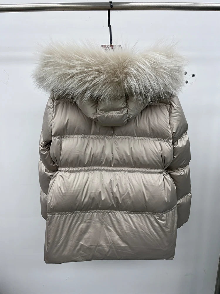 2025 New Fashion Winter Goose Down Jacket Natural Fox Raccoon Fur Collar Parkas Luxury Warm Puffer Jackets Clothing Women