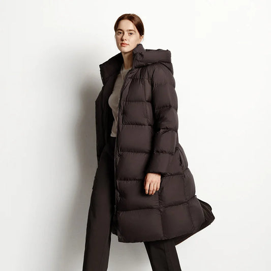 Semir Down Jacket Women Winter Long 90% Duck Down Waterproof Oil-proof Stain-proof 2025 New Solid Hooded winter woman clothes